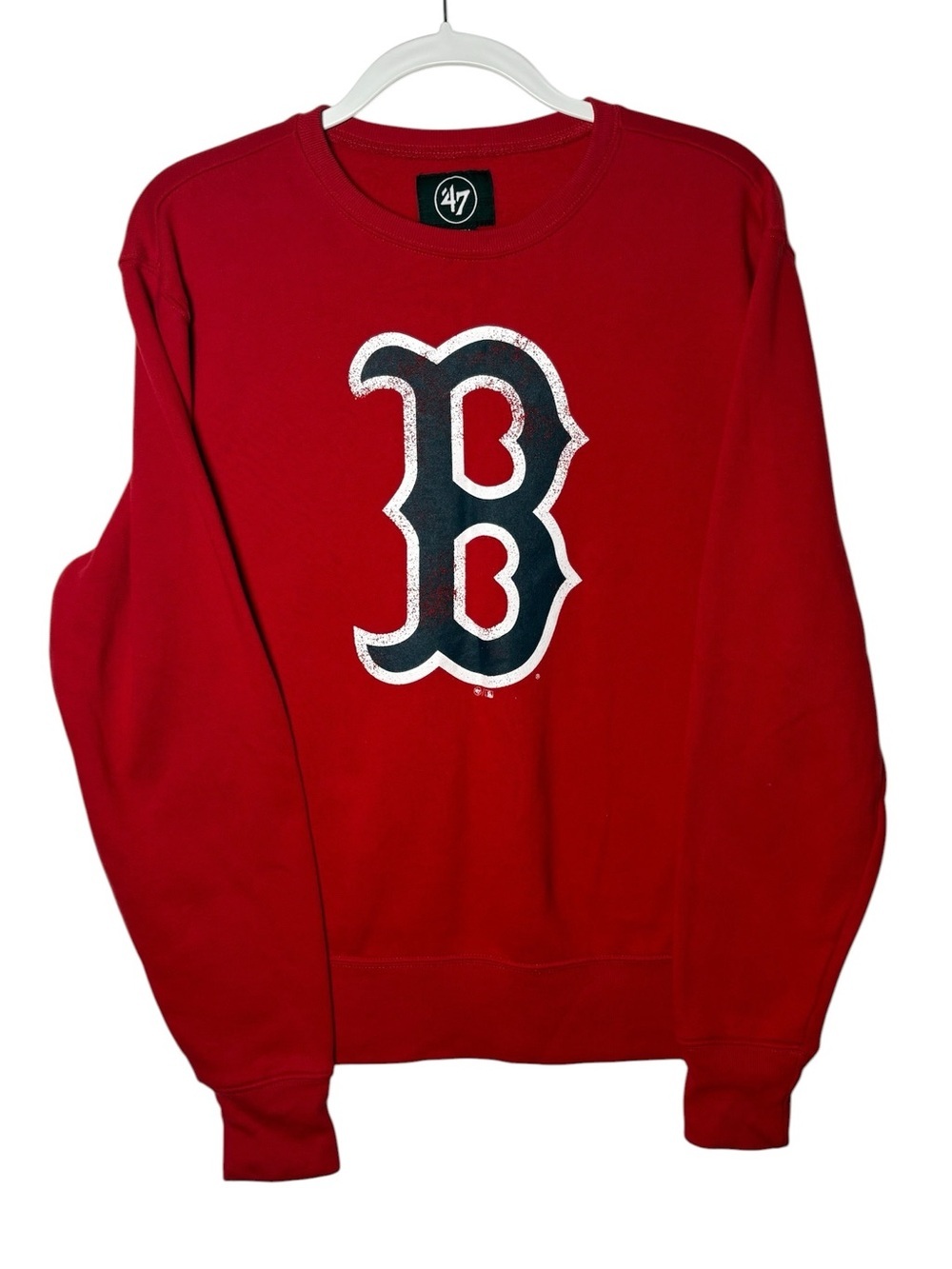 ’47 Boston Red Sox Crewneck Sweatshirt Red Graphic Logo Fleece Medium